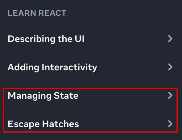 Розділи Managing State, Escape Hatches довідки React.js