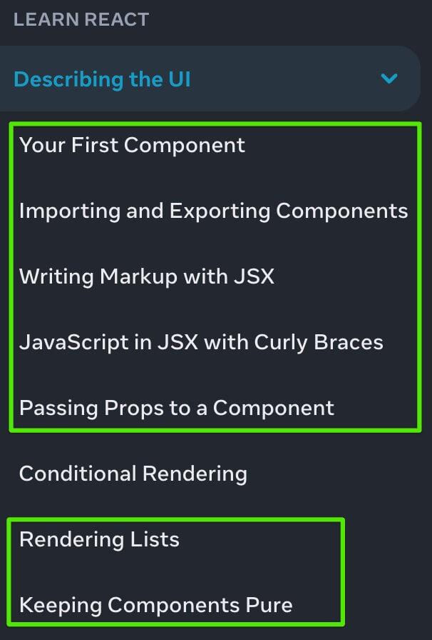 Теми розділу Describing the UI довідки React.js